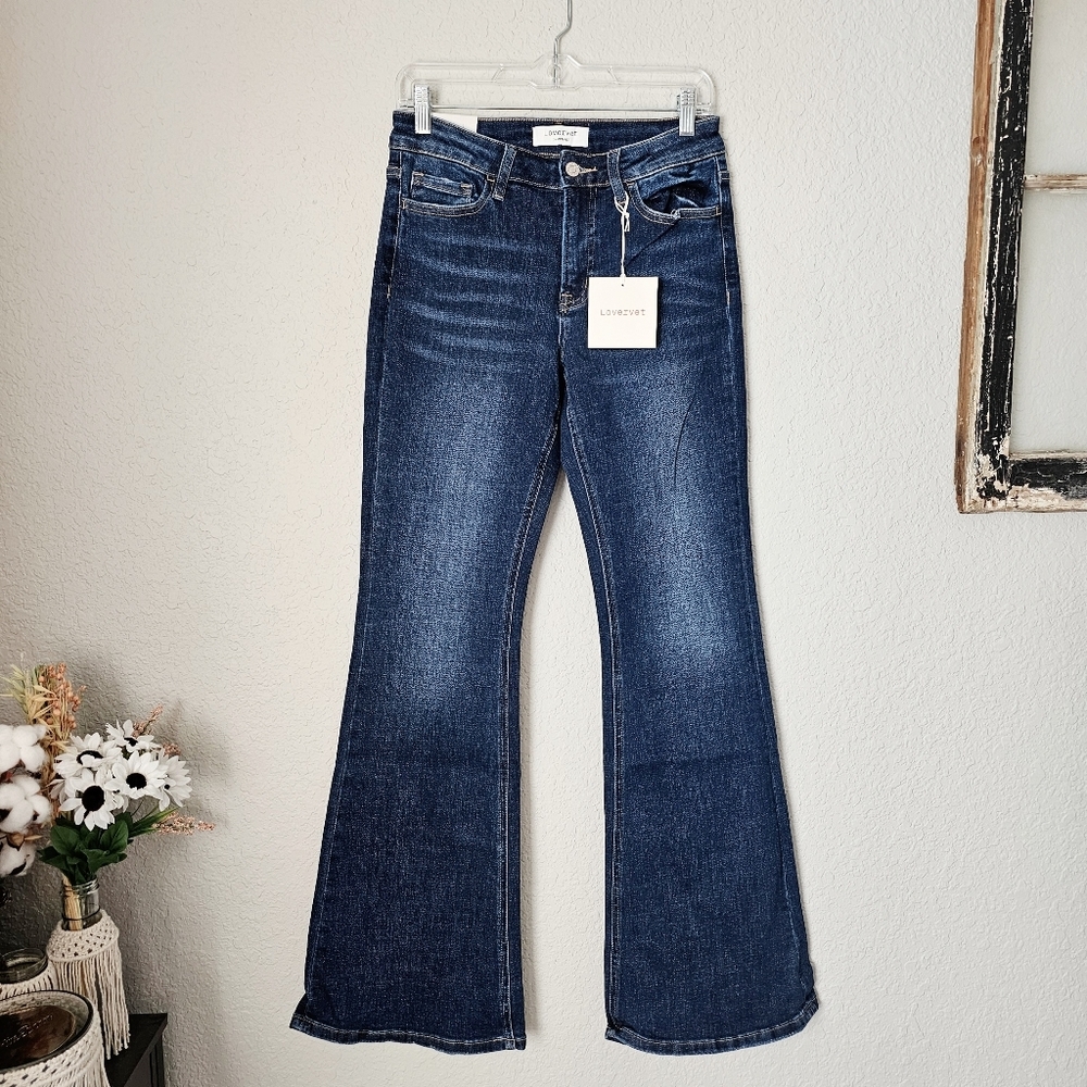 Vervet by Flying Monkey Dark Wash Mid Rise Flare Jeans Size 7(28) women's size 6 - Picture 5 of 14